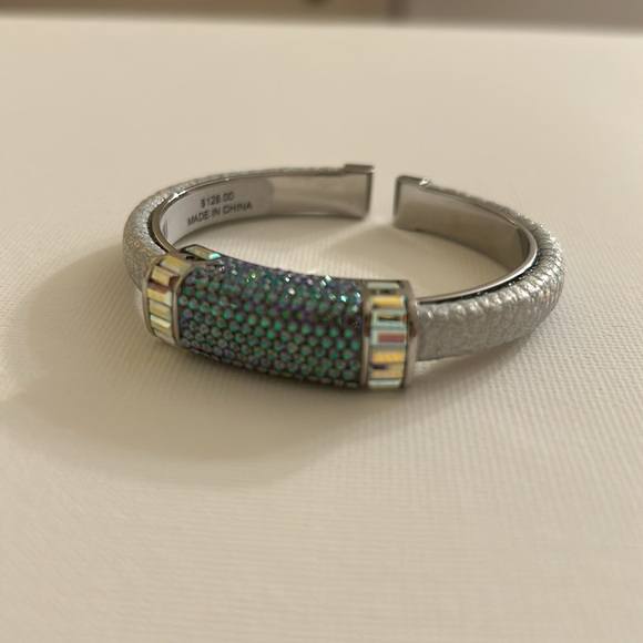Henri Bendel Crystal Cuff Bracelet Silver Turquoise - Picture 3 of 8